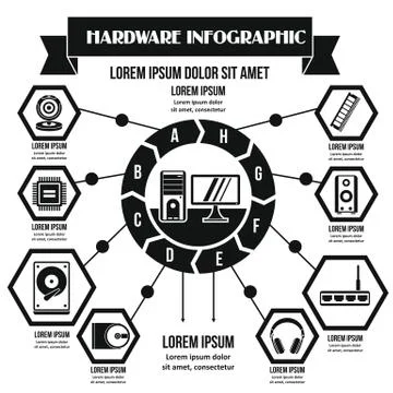 Hardware infographic concept, simple style 스톡 일러스트