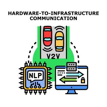 Hardware to infrastructure communication connecting vehicles cybersecurity Ilustración de archivo