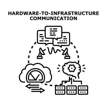 Hardware to infrastructure communication network connecting data Stock Illustration