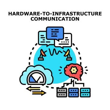 Hardware to infrastructure communication network connecting data Stock Illustration
