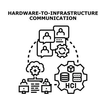 Hardware infrastructure communication process integrating cloud networking Stock Illustration