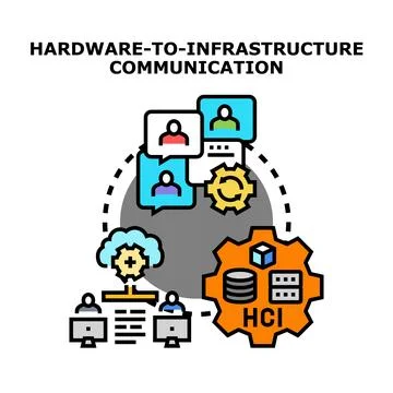 Hardware infrastructure communication process integrating cloud networking Stock Illustration