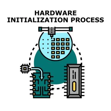 Hardware initialization process developing circuit board technology Illustrazione stock
