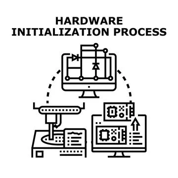 Hardware initialization process with engineering and coding Ilustración de archivo