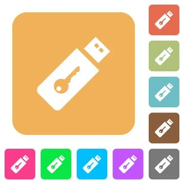 Hardware key rounded square flat icons Illustration