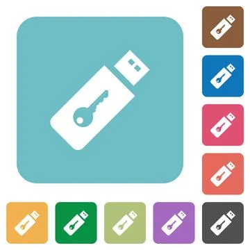 Hardware key rounded square flat icons Stockillustratie