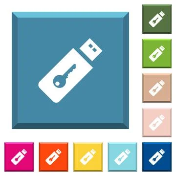 Hardware key white icons on edged square buttons イラスト素材