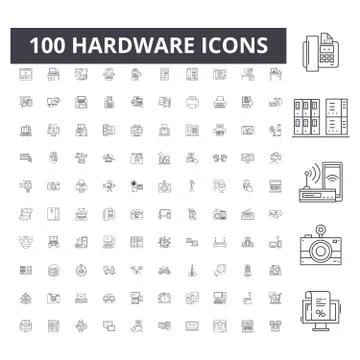 Hardware line icons, signs, vector set, outline illustration concept Stock Illustration