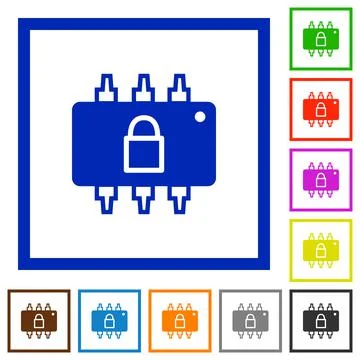 Hardware locked flat framed icons 스톡 일러스트