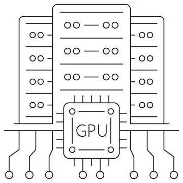 Hardware in Machine Learning Infrastructure Icon Stock Illustration