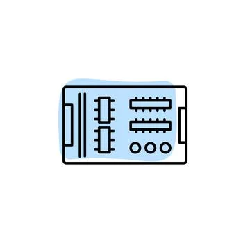 Hardware, mainboard with color shadow vector icon in hardware set Stock Illustration