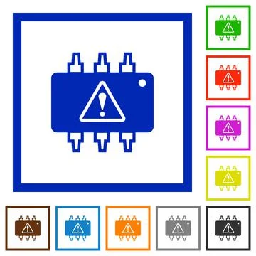 Hardware malfunction flat framed icons 스톡 일러스트