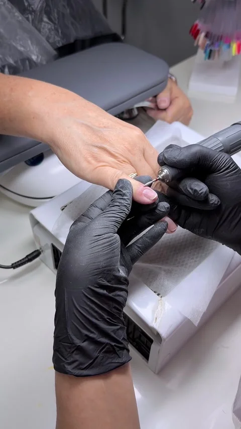 Hardware Manicure Process With Electric Drill2 Stock Footage 324788877