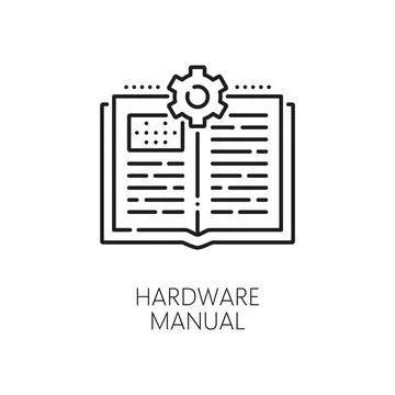 Hardware manual line icon, computer PC instruction Stock Illustration