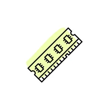 Hardware, memory, ram with color shadow vector icon in hardware set Stock Illustration