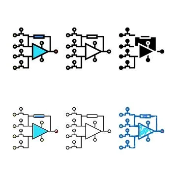 Hardware model neural minimal network color icon vector 库存插图