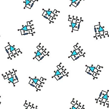 Hardware model neural network vector seamless pattern Stock Illustration