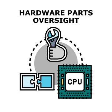 Hardware parts oversight and computer system maintenance 库存插图