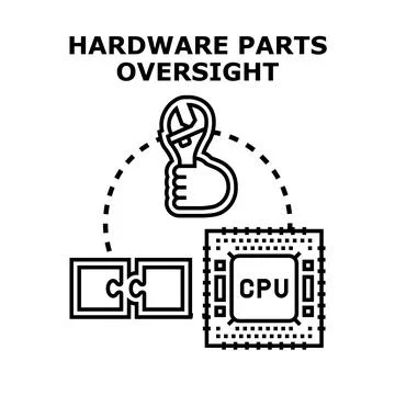 Hardware parts oversight and computer system maintenance Stock Illustration