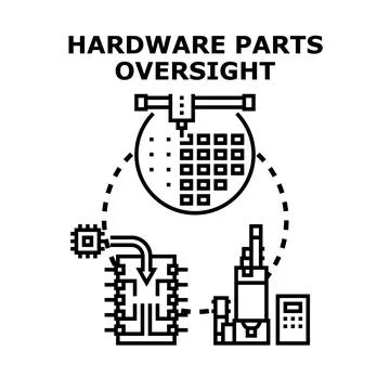 Hardware parts oversight vector icon for managing production Stock Illustration