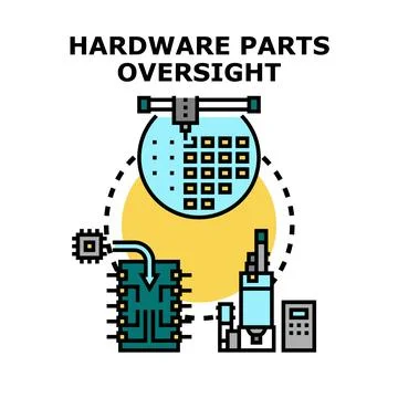 Hardware parts oversight vector icon for managing production Stock Illustration
