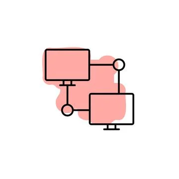 Hardware, pc, connection, lan with color shadow vector icon in hardware set Stock Illustration