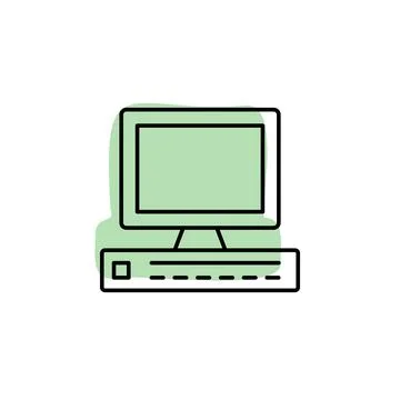 Hardware, pc, server with color shadow vector icon in hardware set Stock Illustration