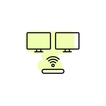 Hardware, pc server, wifi, lan with color shadow vector icon in hardware set Stock-Illustration