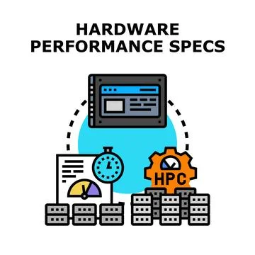 Hardware performance computing specifications and data analysis Stock Illustration