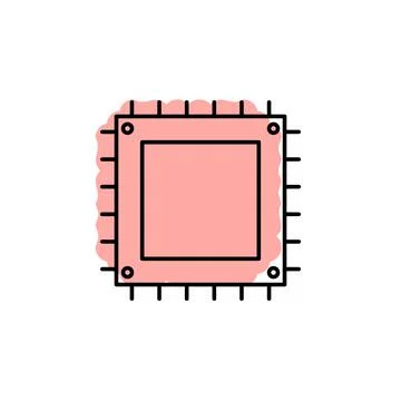 Hardware, processor, chip with color shadow vector icon in hardware set Illustrazione stock