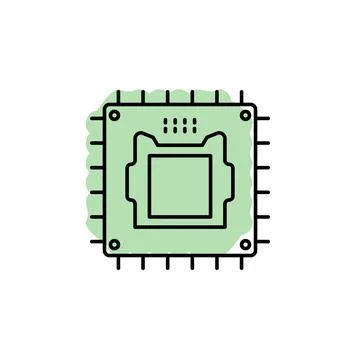 Hardware, processor, chip with color shadow vector icon in hardware set Illustrazione stock