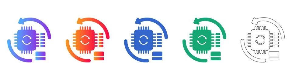 Hardware Processor System Refresh Icons Stock Illustration
