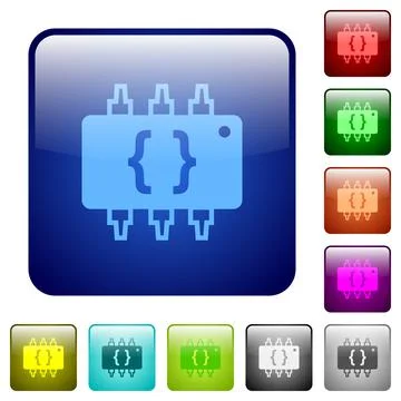 Hardware programming color square buttons Illustrazione stock