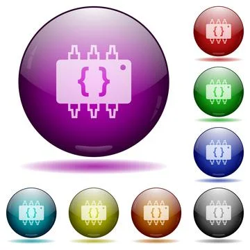 Hardware programming glass sphere buttons Illustrazione stock