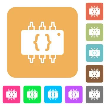 Hardware programming rounded square flat icons Illustrazione stock