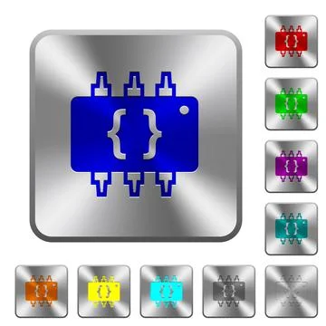 Hardware programming rounded square steel buttons Illustrazione stock