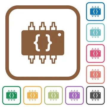 Hardware programming simple icons Illustrazione stock