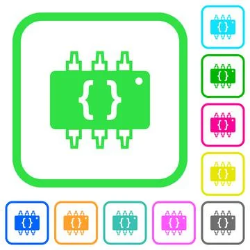 Hardware programming vivid colored flat icons icons Illustrazione stock