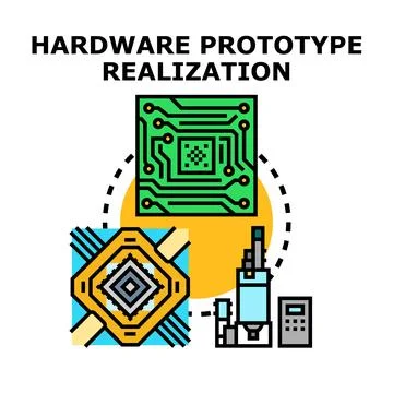 Hardware prototype realization process creating electronic components Stock-Illustration