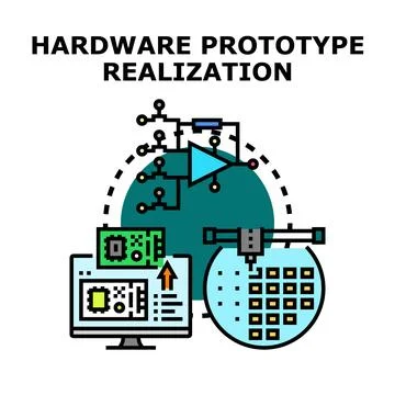 Hardware prototype realization process developing electronics Stock Illustration