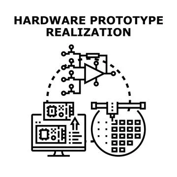 Hardware prototype realization process developing electronics Stock Illustration