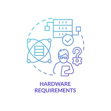 Hardware requirements blue gradient concept icon Stock Illustration