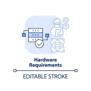 Hardware requirements light blue concept icon Illustrazione stock