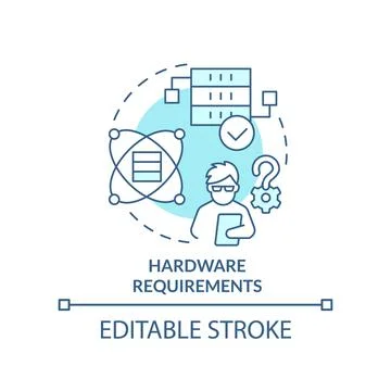 Hardware requirements turquoise concept icon Stock Illustration