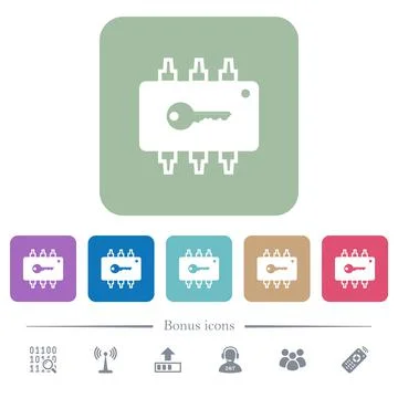 Hardware security flat icons on color rounded square backgrounds Stock Illustration