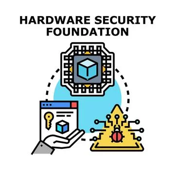 Hardware security foundation concept protecting digital data Ilustración de archivo