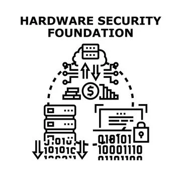 Hardware security foundation protecting digital data infrastructure Stock Illustration