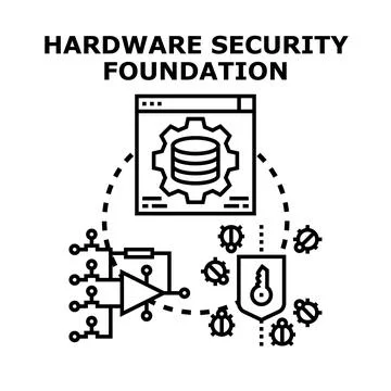 Hardware security foundation securing cyber system protecting data Stock Illustration