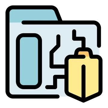 Hardware security protecting computer folder with shield icon Stock Illustration