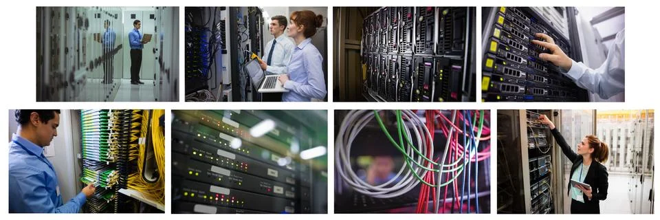 Hardware server room collage Foto stock